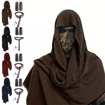 Средневековый костюм пирата на Хэллоуин, шарф, браслеты, пояс, рыцарь, реквизит для косплея, аксессуары, украшения для Хэллоуина, маскарадный наряд коричневый