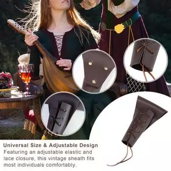 Средневековый кожаный держатель для лягушки, пояс, ножны, аксессуар для костюма, треугольная поясная сумка, сумка для косплея на Хэллоуин, винтажный ремень-футляр для костюмированных вечеринок коричневый