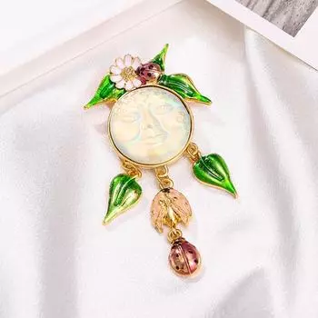 Средневековый маленький жук цветок бахрома смайлик брошь эмалированный цветок свитер куртка с аксессуарами