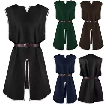 Средневековый мужской ретро рыцарский халат с поясом и круглым вырезом на Хэллоуин, боевой самурайский костюм для косплея XXXL белый