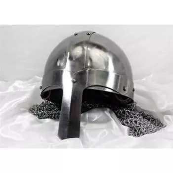 Средневековый назальный доспех викингов, стальной шлем с кольчугой, кованая вручную, Sca Хэллоуин серебряный
