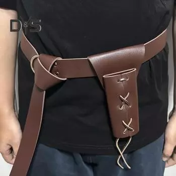 Средневековый пояс для мужчин Ренессансный пояс Пиратский пояс Сценическое выступление Косплей Пояс викингов Рапира Ножны пояс для ролевых игр Хэллоуин Комик-Кон чёрный