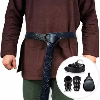 Средневековый поясной наруч Yousheng, винтажный поясной наруч и сумка-шнурок, аксессуары для костюма рыцаря-пирата викинга для мужчин и женщин чёрный