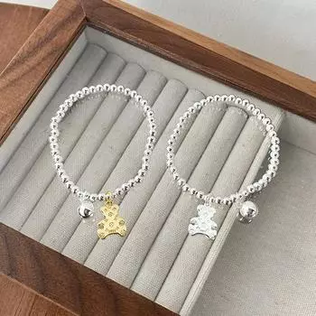 Средневековый ретро-браслет с принтом медведя для пресбиопов для женщин, стерлинговое серебро S925, эластичный браслет на веревке для милых девушек золотой