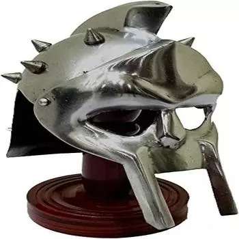 Средневековый римский мини-шлем Maximus Gladiator Silver на подставке