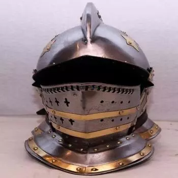 Средневековый рыцарь 18-го калибра, стальной шлем Lerp Warrior, латунный акцент, бургонетовый шлем, коллекционный лучший шлем Sca, доспехи ручной работы, подарок на день рождения