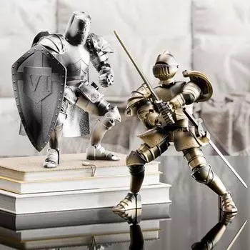 Средневековый рыцарь Фигурка с аксессуарами Подвижные суставы Модель рыцаря Игрушка Шарнирный робот Манекен Фигурка Украшение для дома и офиса Орнамент
