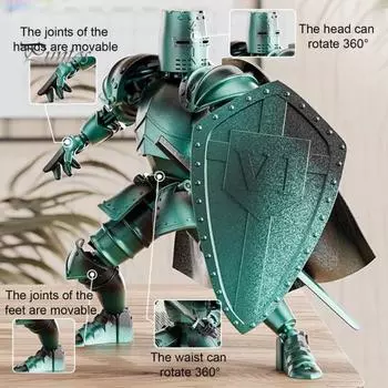 Средневековый рыцарь Фигурка с аксессуарами Подвижные суставы Модель рыцаря Игрушка Шарнирный робот Манекен Фигурка Украшение для дома и офиса Орнамент серебряный