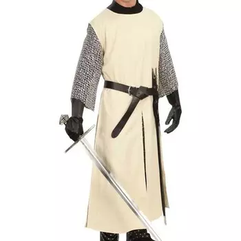 Средневековый рыцарь Хэллоуин Табард Косплей Костюм Викинг Без Рукавов Туника Вышивка Львиное Сердце Воин Платье Ренессанс LARP S кремовый