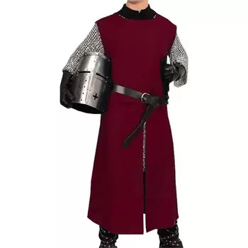 Средневековый рыцарь Хэллоуин Табард Косплей Костюм Викинг Без Рукавов Туника Вышивка Львиное Сердце Воин Платье Ренессанс LARP S бордовый