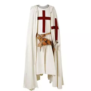 Средневековый рыцарский плащ и накидка Тамплиер Кепка с капюшоном Плащ/туника крестоносца Reenactment Coaplay(S-6XL) S чёрный