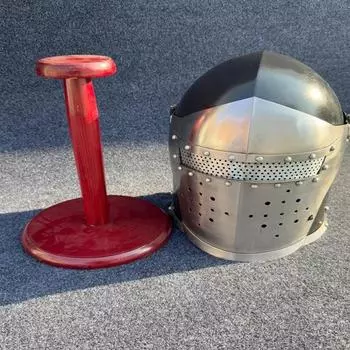 Средневековый рыцарский шлем барбута, полностью функциональный защитный козырек, носимый шлем барбута, ролевая игра, LARP, дисплей, лучший подарок для него