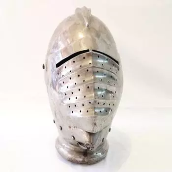 Средневековый рыцарский шлем, шлем бацинета, металлический шлем, средневековый доспех, шлем крестоносца, шлем тамплиера, средневековый декор, подарок для него