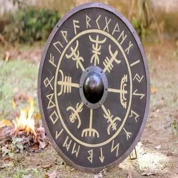 Средневековый щит Норвежский компасный щит Боевой готовый щит Деревянный щит викингов Реплика щита ручной работы