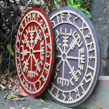 Средневековый щит викинга - Шлем благоговения с драконом и рунами Щит викинга 24