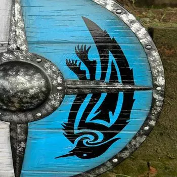 Средневековый щит викингов Raven Valhalla, RAGNAR, подарок викингам, готовый к бою щит викингов, скандинавский круглый щит викингов, подарок викингов для мужчин и женщин