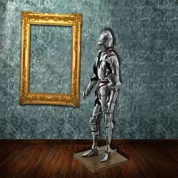 Средневековый серебряный готический носимый рыцарский костюм из доспехов крестоносца, костюм для всего тела