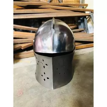 Средневековый шлем Барбута, Бронированный шлем, Рыцарский доспех, Лучшее в подарок серебряный