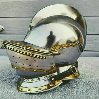 Средневековый Шлем Бергонет Рыцарский Доспех Латунь Акцент