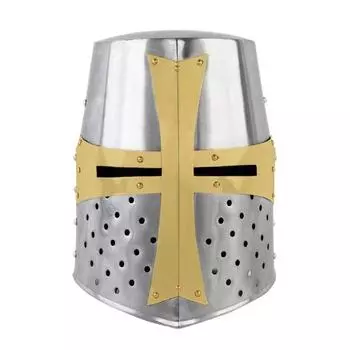 Средневековый шлем крестоносца барбута — аутентичная копия рыцарских доспехов XV века для коллекционеров и исторических реконструкций