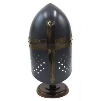 Средневековый шлем «Сахарная голова» матово-серого цвета — сталь 18-го калибра для LARP/реконструкций