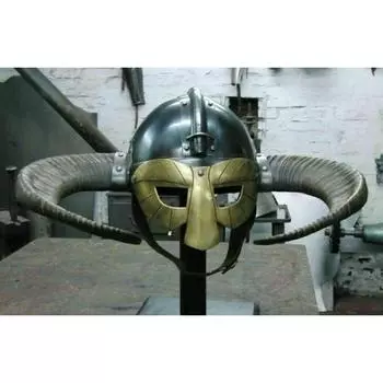 Средневековый шлем викинга фэнтези с рогами воина ролевая игра/костюм доспехи подарок чёрный