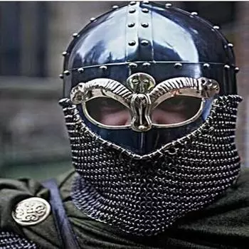 Средневековый шлем викинга с кольчугой Sca Larp, черный польский стальной костюм