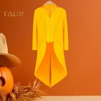 Средневековый смокинг, костюм, пальто, костюм на Хэллоуин, ретро смокинг, костюм на Хэллоуин, косплей, пиджак средней длины L фиолетовый