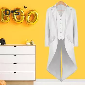 Средневековый смокинг, костюм, пальто, костюм на Хэллоуин, ретро смокинг, костюм на Хэллоуин, косплей, пиджак средней длины M зелёный