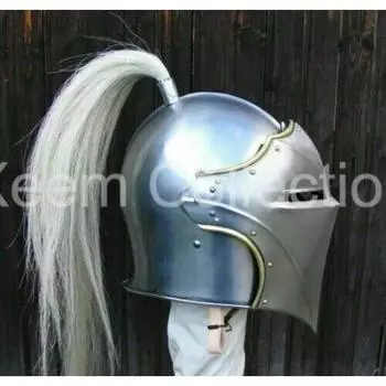 Средневековый стальной фэнтезийный шлем 18-го калибра Шлем Barbuta с шлейфом.