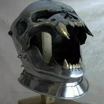Средневековый стальной старый шлем демоническое лицо готово к битве рыцарский шлем 18 калибра Хэллоуин