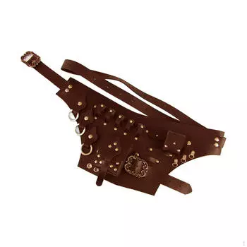 Средневековый стеклянный держатель для зелий из искусственной кожи в стиле ретро, косплей, реквизит, поясная сумка для эпохи Возрождения коричневый