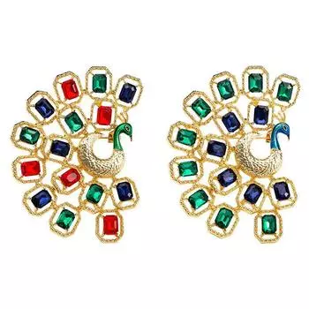 Средневековый стиль Личность Преувеличенная эмалевая брошь Павлин Открытый экран Маленькие животные Аксессуары Французский придворный корсаж морская волна