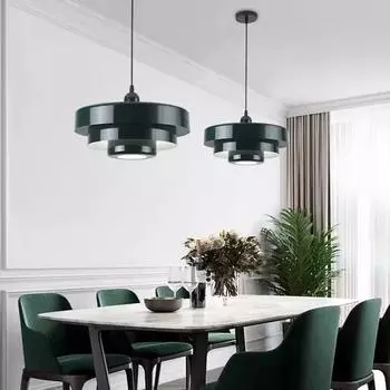 Средневековый светодиодный подвесной светильник из скандинавской углеродистой стали, алюминий, белый, темно-зеленый, оранжевый, освещение для ресторана, гостиной, светильника No blub чёрный