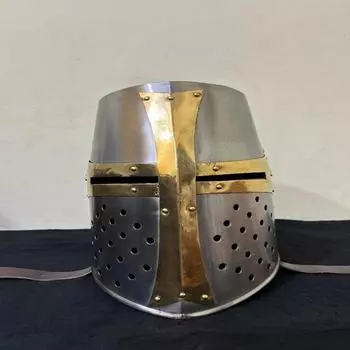 Средневековый тамплиерский латунный крест, доспехи, металлический шлем, шлем крестоносца, подарки на Хэллоуин