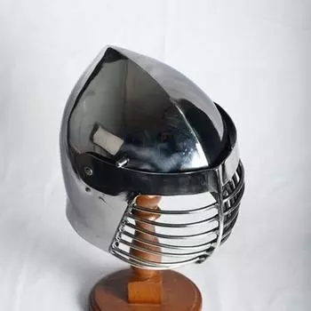 Средневековый улучшенный шлем-бацинет с решеткой для тяжелого боевого рыцарского шлема SCA Steel Helmet