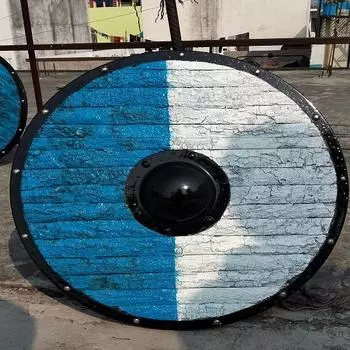 Средневековый викинг Круглый щит Лерп Воин Дерево, Стальной щит Ворон Боевой воин Рыцарь Щит Броня Ролевая игра