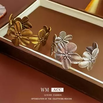 Средневековый винтажный браслет, винтажный металлический браслет с цветком, персонализированный браслет во французском стиле золотой