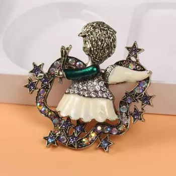 Средневековый винтажный ретро-модный индивидуальный повседневный стиль придворный стиль чешская бриллиантовая инкрустированная брошь-ангел brooch