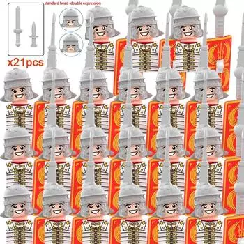 Средневековый военный Римский замок, набор фигурок, римские солдаты, голова пехоты, подвижный Трампер, оружие, щит, строительные блоки, кирпичи, игрушки