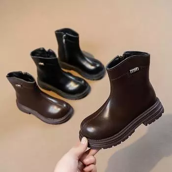 Средние ботинки, новые мужские и женские повседневные одинарные ботинки с боковой молнией 26 коричневый