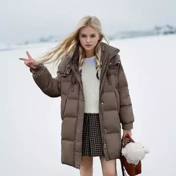 Средние и длинные хлопковые утепленные женские зимние новые повседневные модели с капюшоном свободные и утолщенные куртки из хлеба S чёрный