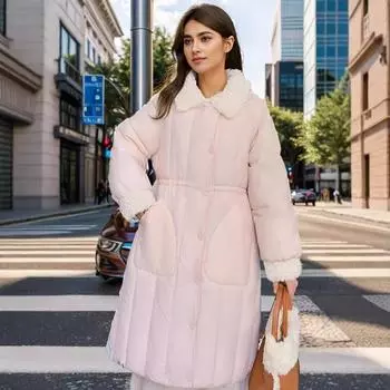 Средние и длинные изделия из овечьей шерсти, новые модели женщин в зарубежном стиле, зимние пальто с поясом для женщин S