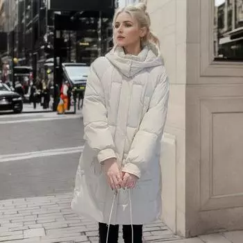 Средние и длинные изделия на ватной подкладке, удлиненные и утолщенные куртки-стеганые куртки, свободная одежда для хлеба, зимняя одежда на ватной подкладке до колена M