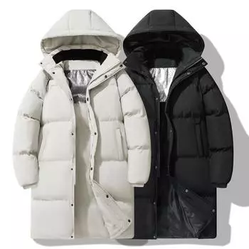 Средние и длинные изделия с хлопковой подкладкой Мужская зимняя графеновая теплая съемная шапка Свободная куртка с хлопковой подкладкой Пара Универсальная одежда с хлопковой подкладкой S чёрный