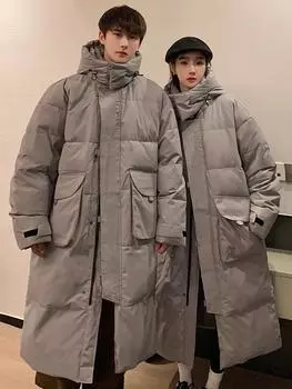Средние и длинные куртки длиной до колена для мужчин и женщин, зимняя утепленная куртка для студентов и пар M