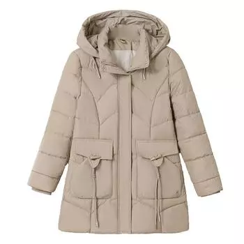 Средние и длинные модели одежды на хлопковой подкладке, утепленные хлопковые модели одежды с капюшоном для молодых мам, зимние куртки для людей среднего возраста. XL чёрный