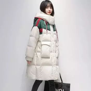 Средние и длинные пуховики женские высокого класса женские утиные пуховые куртки зима 2024 новые женские пуховики S (recommended 80-60 kg)