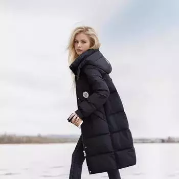 Средние и длинные пуховые хлопковые вещи, модная зимняя одежда больших размеров с капюшоном, утолщенная хлопковая одежда, одежда для хлеба, куртка M зелёный