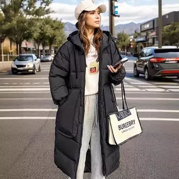 Средние и длинные пуховые хлопковые вещи, женская осенняя и зимняя одежда, дизайн, чувство тонкого и универсального модного хлопкового стеганого пальто S